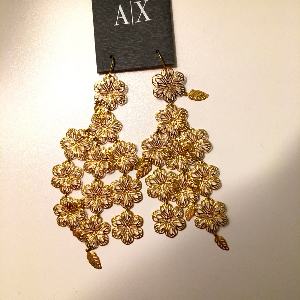 Armani Exchange Gold Color Flower Earrings
